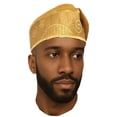 thumbnail image 3 of Gold Embroidered African Hand woven Aso Oke Hat, 3 of 10