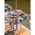 thumbnail image 2 of Outdoor Tablecloth with Umbrella Hole for Patio/Picnic/Party/Camping, USA 4th of July Waterproof Table Cloth Square Cover Washable, Floral Patriotic Grey Wooden (54"x 54"), 2 of 8