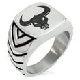 thumbnail image 1 of Stainless Steel Greek Mythology Minotaur Chevron Pattern Biker Style Polished Ring, 1 of 1