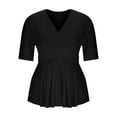 thumbnail image 5 of Hvyesh Women's Plus Size Dressy Tops Wrap V Neck Shirt Short Sleeve Tunic Top Threndy Low Cut Cute Blouse, 5 of 6