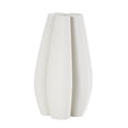 thumbnail image 6 of DecMode 9" Abstract Ribbed Dimensional Concaved White Ceramic Vase with Floral Shaped Rim, 6 of 9