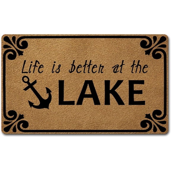 Life is Better at The Lake Mats for Front Door Entry Front Porch Doormat Non-Slip Carpet Rugs Floor Mat Decorative for Home Bathroom Kitchen Indoor 16x24 Inch