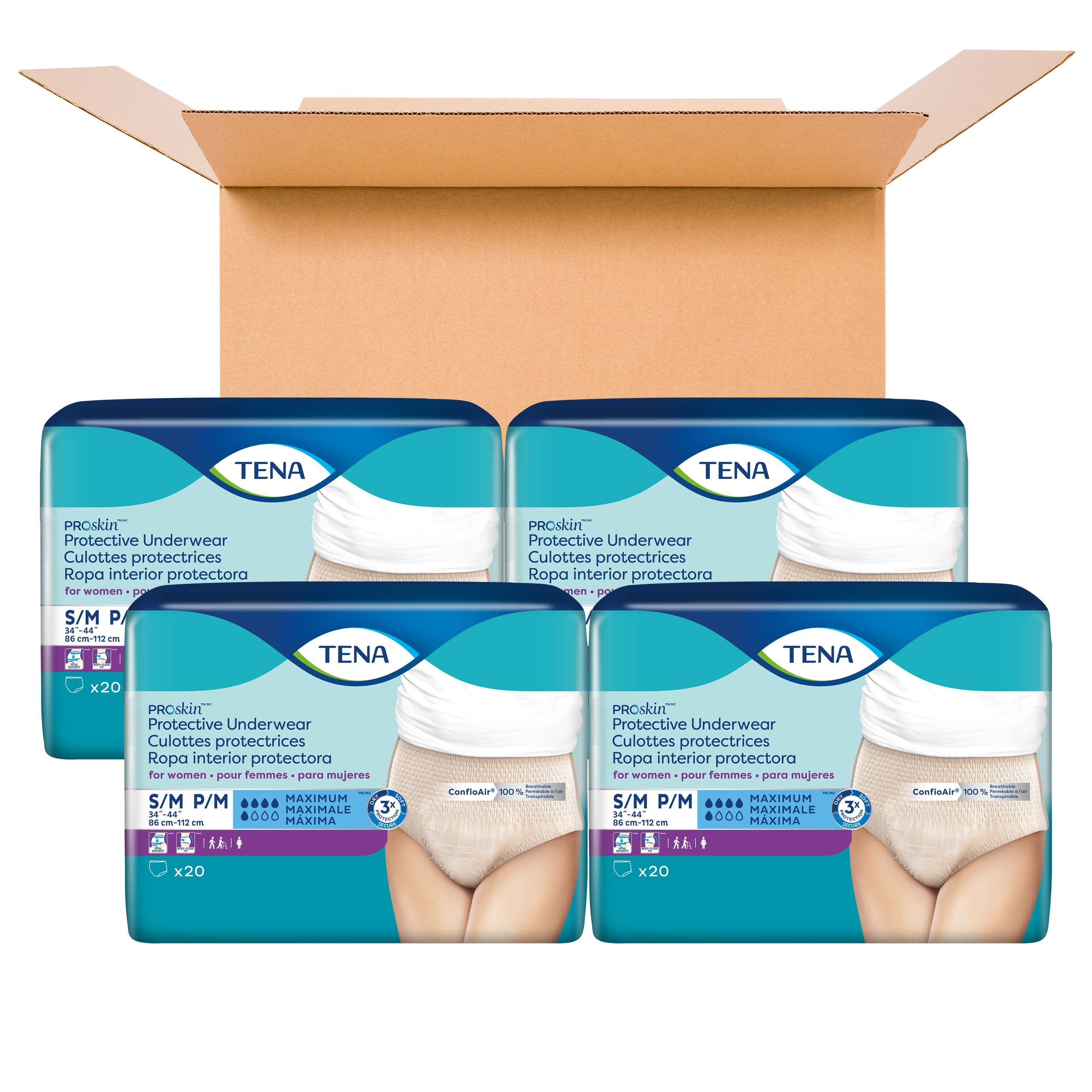 Tena Maximum Absorbency Incontinence Underwear For Women, S/M, 80 Count
