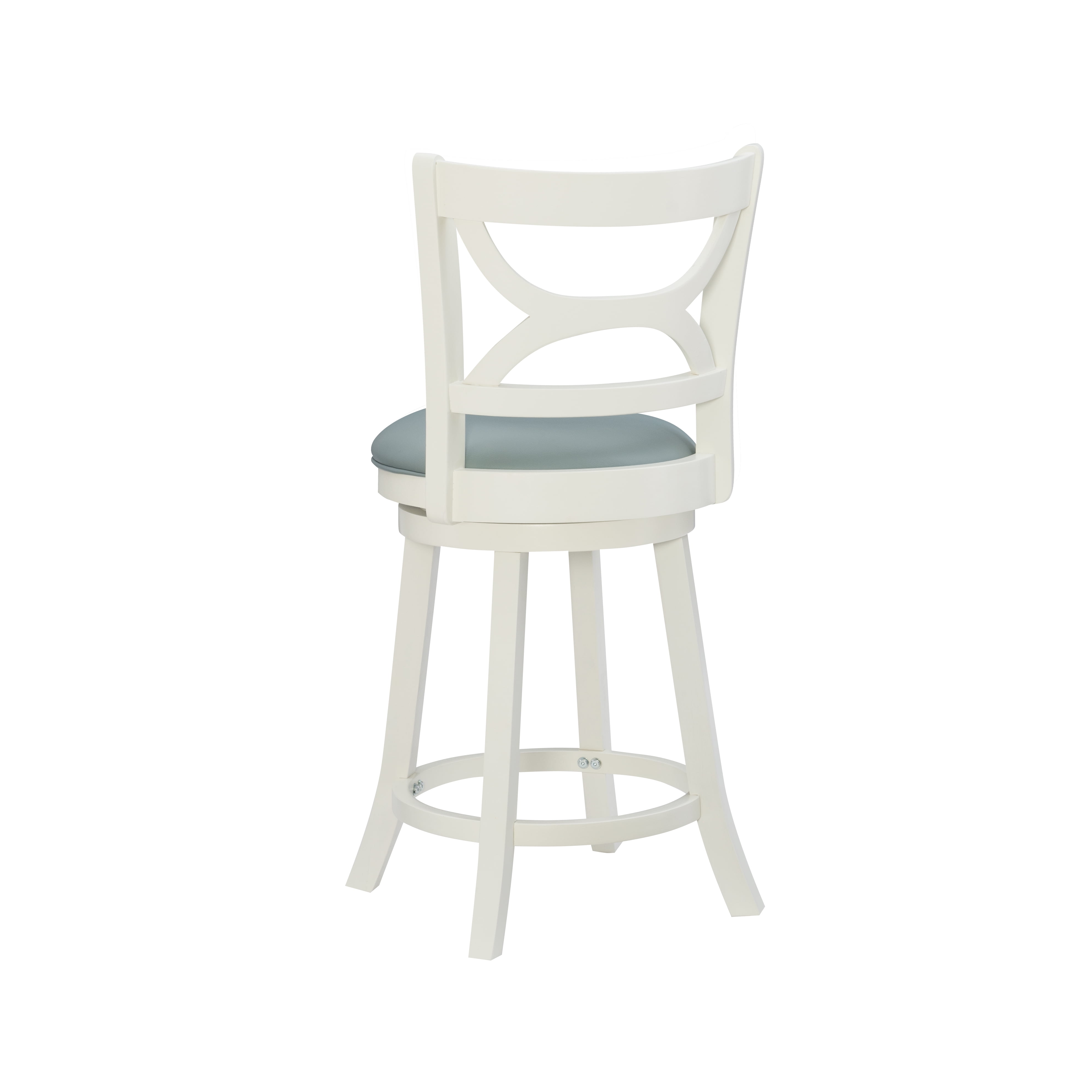 Powell Sawyer Counter Stool, 24" Seat Height, Cream Finish with Sky Blue Fabric