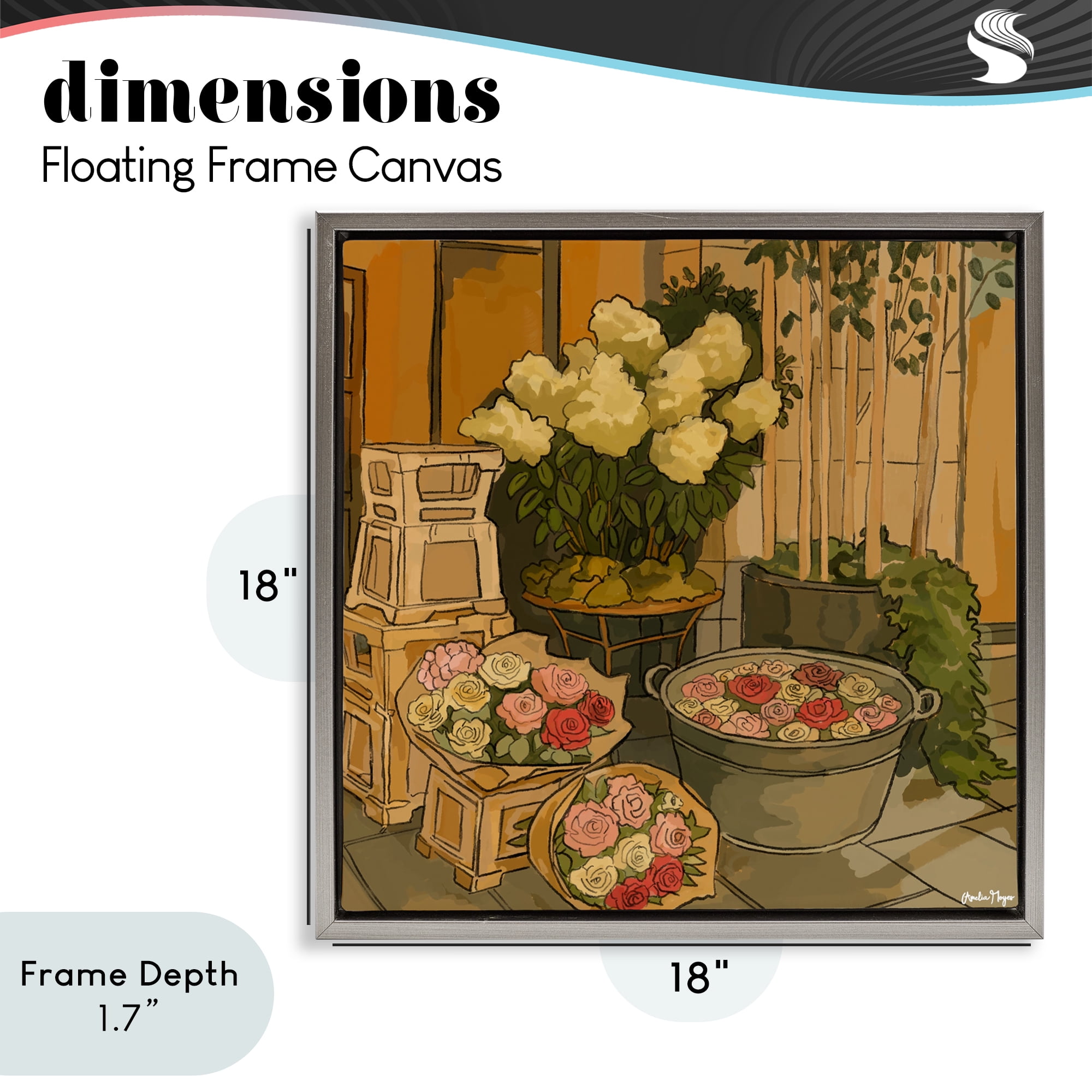 Stupell Industries London Town Flowers Gray Framed Floater Canvas Wall Art, design by Amelia Noyes