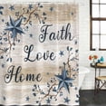 thumbnail image 2 of Vintage Country Shower Curtain, Waterproof Shower Curtains for Bathroom, Blue Rustic Texas Star Vines Wooden Grain Washable Fabric Bathtub Curtain Set Bath Decor with 12 Hooks Standard 72"x72", 2 of 8