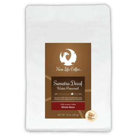 New Life Coffee Sumatra Decaf: Water Processed Whole Bean, 10 oz. Bag