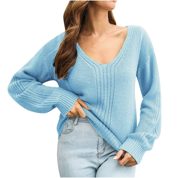 Womens Fall Fashion 2022! QLEICOM Sweaters for Women, Women's Design Button Sweater Women's Loose Autumn And Winter Long Sleeve Knit Sweater On Clearance