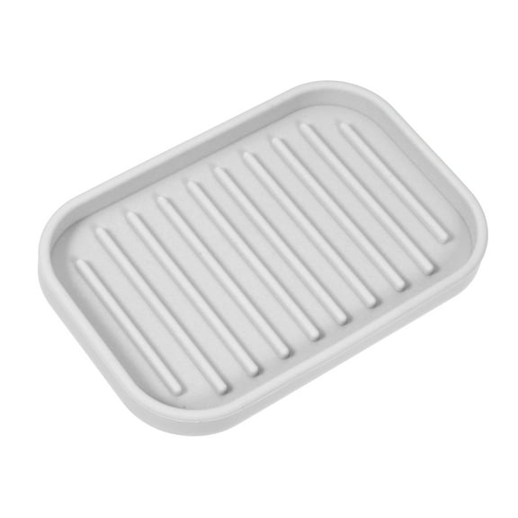 Vocoste Soap Dish Soap Cleaning Storage Keep Soap Dry for Home Bathroom Kitchen Silicone Light Gray 13.5x9cm