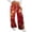 Deep Red, variant on Womens Holiday Pants Christmas Print Fleece Lined Wide Leg Sweatpants Elastic Drawstring Waist Loose Straight Trousers