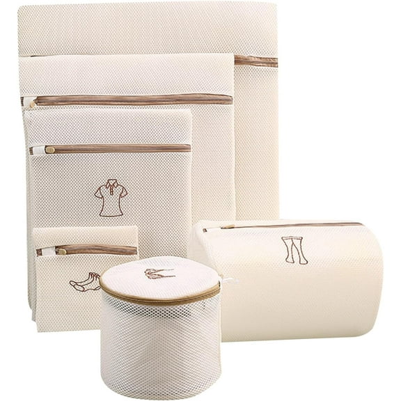 6PCS Laundry Bag Set Mesh Sturdy Zipper Breathable Mesh Exquisite Laundry Bag for Underwear Dress Underwear, Pants T-shirt Socks Coat Travel