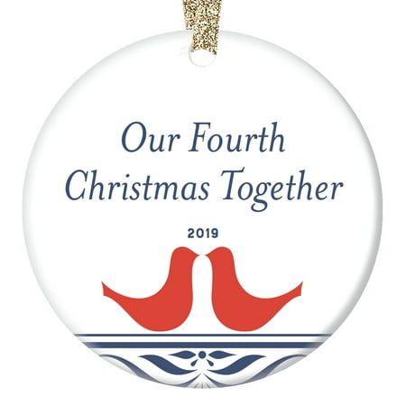 Best Christmas Gift Ideas For Kids 4th Anniversary Christmas Ornaments Personalized Gifts for Couples 2019 Four Years Together Xmas Holiday Decoration Idea Married Best Friend Marriage Present Ceramic Keepsake 3