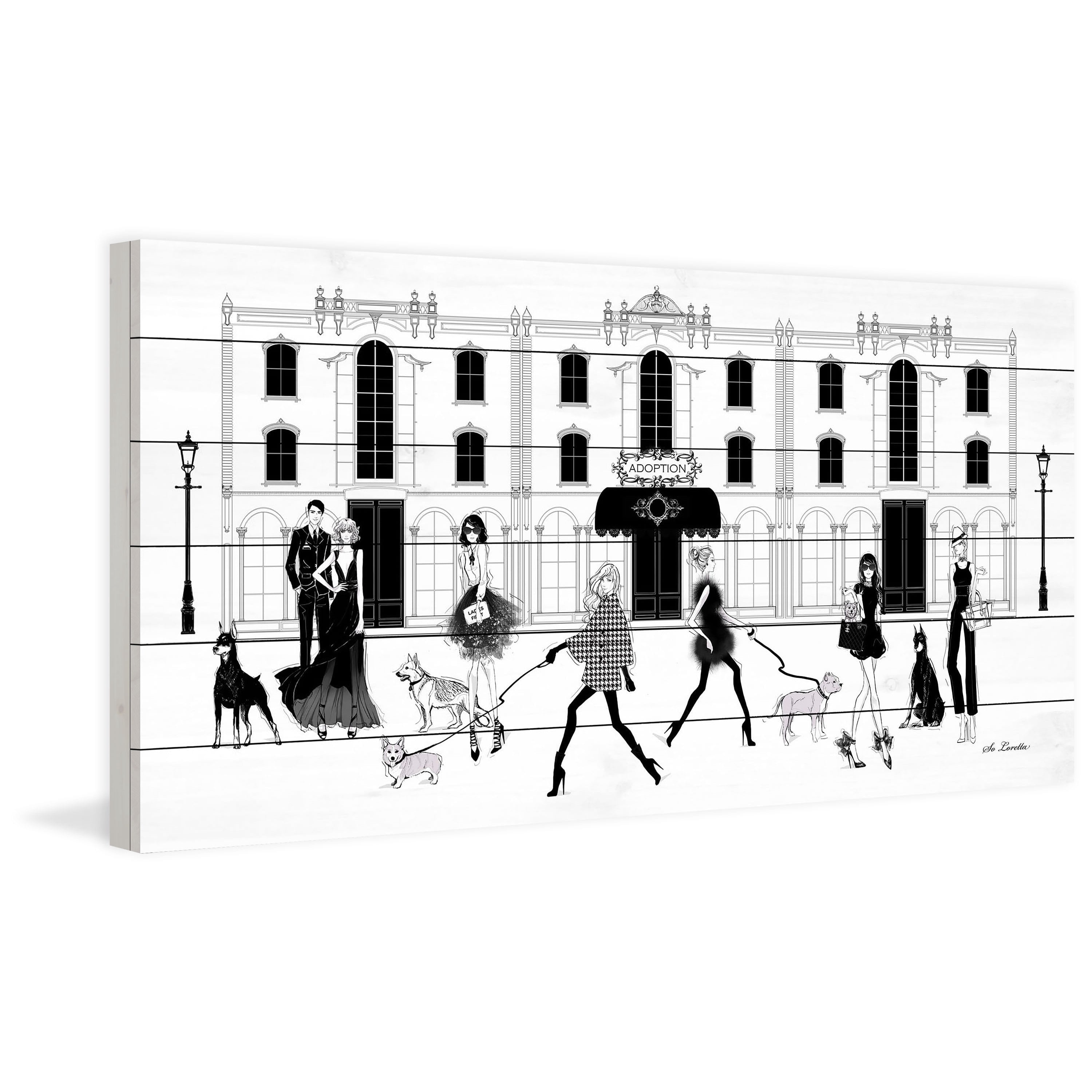 Marmont Hill "Dog Hotel" by Loretta So Painting Print on White Wood