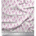 thumbnail image 1 of Soimoi Pink Silk Fabric Arrow,Heart & Eiffel Tower Architectural Fabric Prints By Yard 42 Inch Wide, 1 of 1