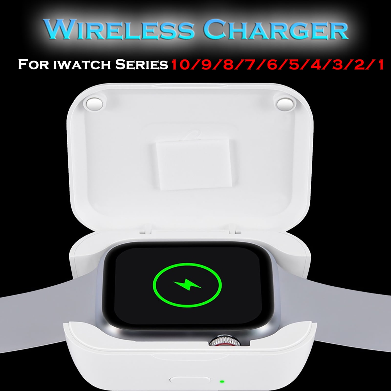 Portable Watch Wireless Charging Bank, Fast Charging Compact Charger for Apple Watch Chargers 10/9/8/7/6/5/4/3/2/1(without Ultra series), USB Type-C Wireless Travel Power, Lightweight, 750mah