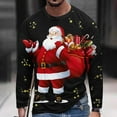 thumbnail image 3 of Nouveau T-shirt à Manches Longues Imprimé Numérique pour Hommes Automne Décontracté Col Rond Noël, 3 of 5