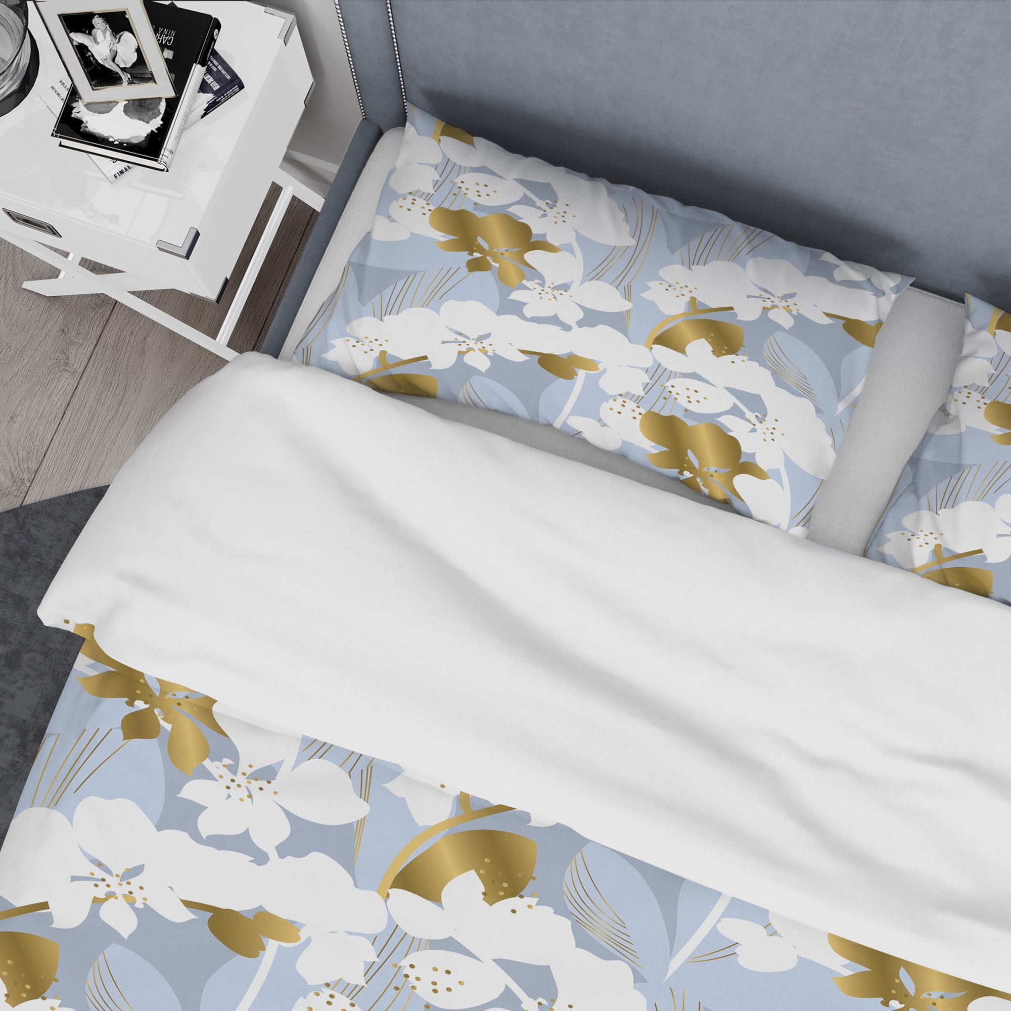 Designart 'Orchid blossom color pattern' Mid-Century Modern Duvet Cover Set