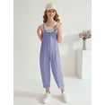 thumbnail image 2 of SILVERCELL 5-14T Girls Casual Sleeveless Jumpsuits Teens Girl Spaghetti Strap Loose Romper Long Pants Overalls with Pockets, 2 of 7
