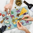 thumbnail image 4 of Jurassic Cutting Board, Dino's Dinosaurs Extinction Funny Comic Cartoon Illustration, Decorative Tempered Glass Cutting and Serving Board, Large Size, Multicolor, by Ambesonne, 4 of 5