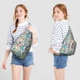 thumbnail image 3 of Boho Tropical Sling Backpack – Botanical Jungle Leaves & Monstera Print, Fashionable Multi-Functional Daypack, 3 of 4