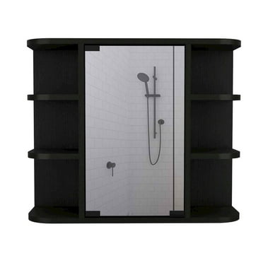 HomeRoots 24" Black Wall Mounted Accent Cabinet With Six Shelves