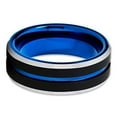 thumbnail image 4 of Silly Kings Jewelry 8mm Blue Tungsten Wedding Band - Blue Tungsten Ring - Men's - Black Tungsten (7.5), 4 of 4