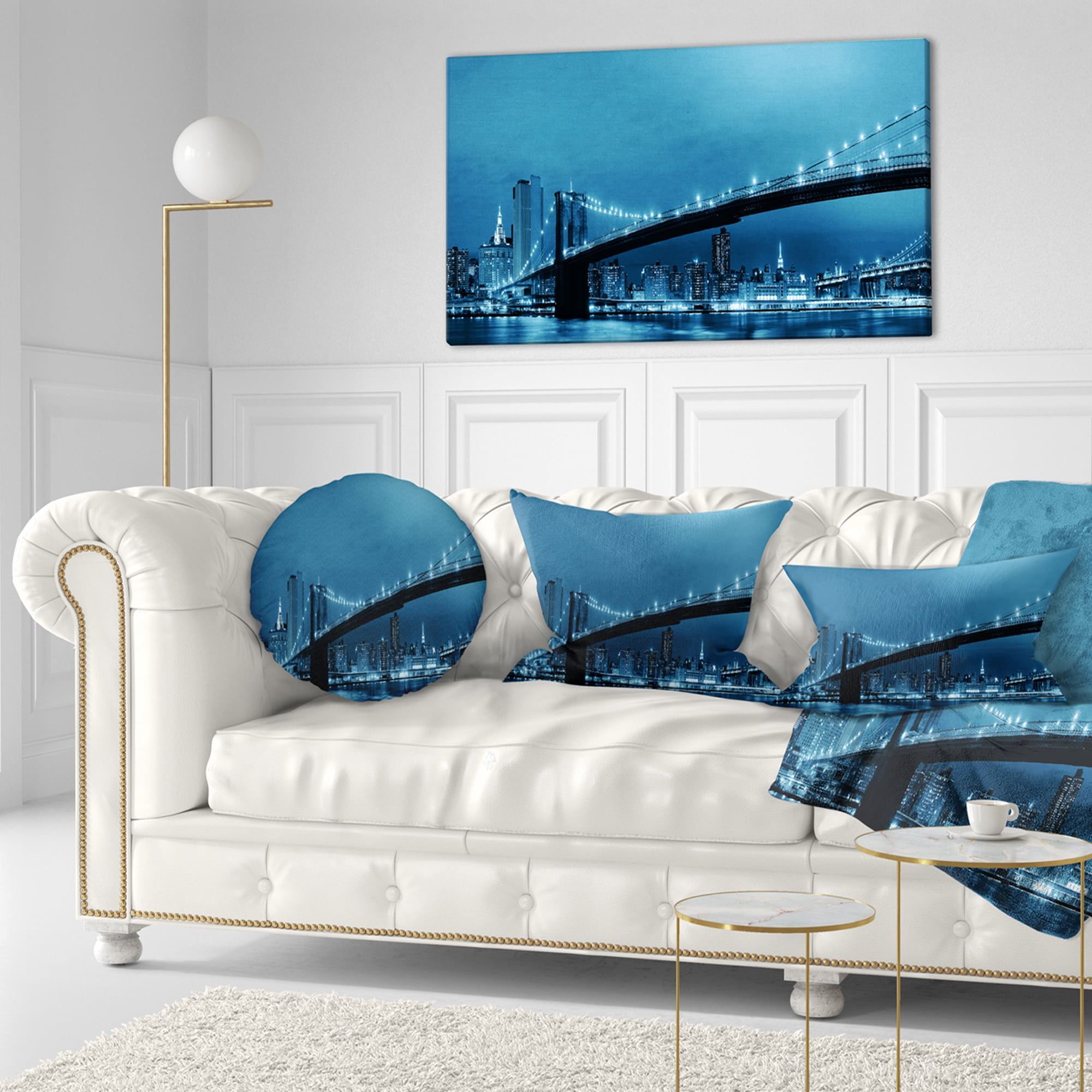 Designart Manhattan Downtown Urban View - Cityscape Throw Pillow - 12x20