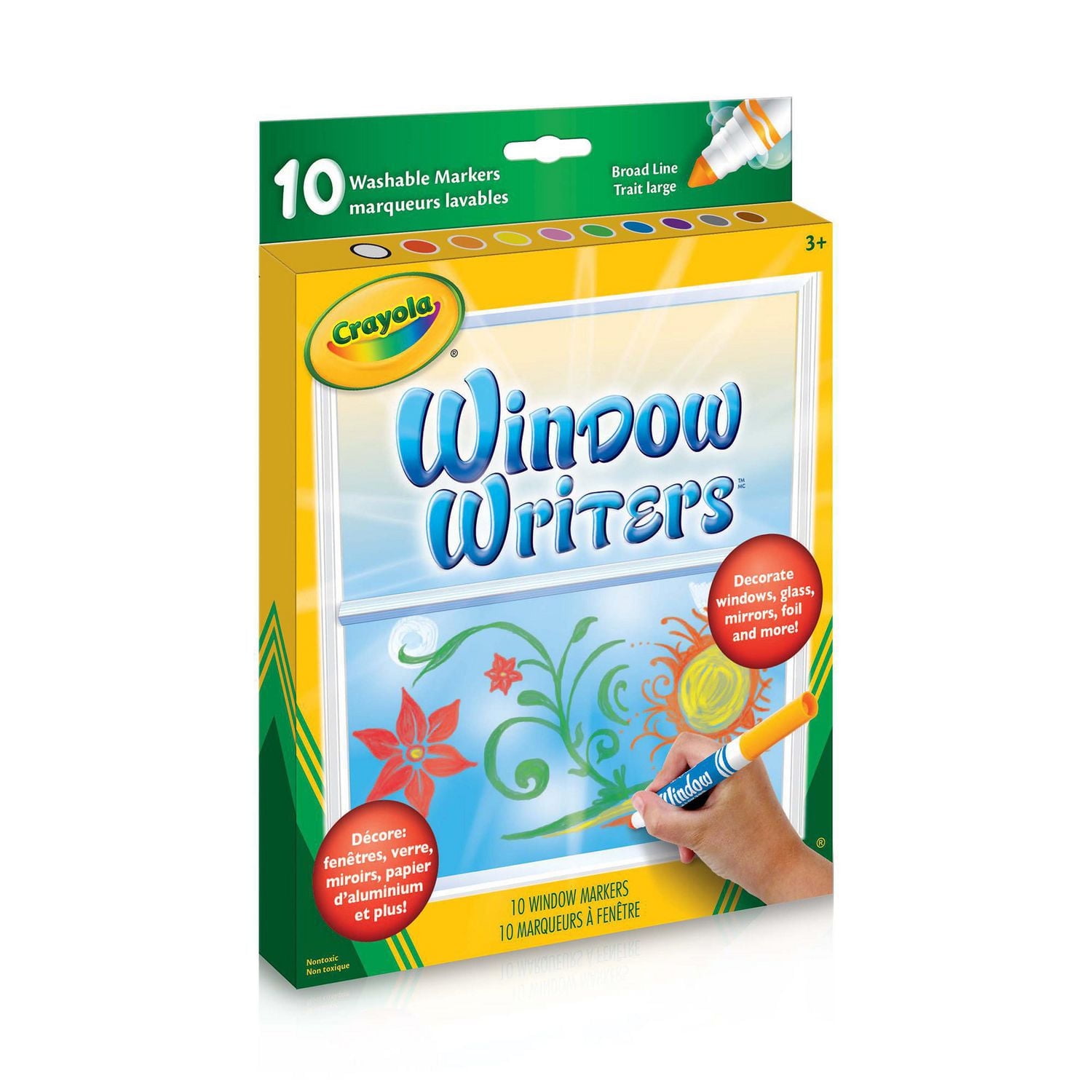 Crayola Washable Window Writers Markers, 10 Count, 10 Washable