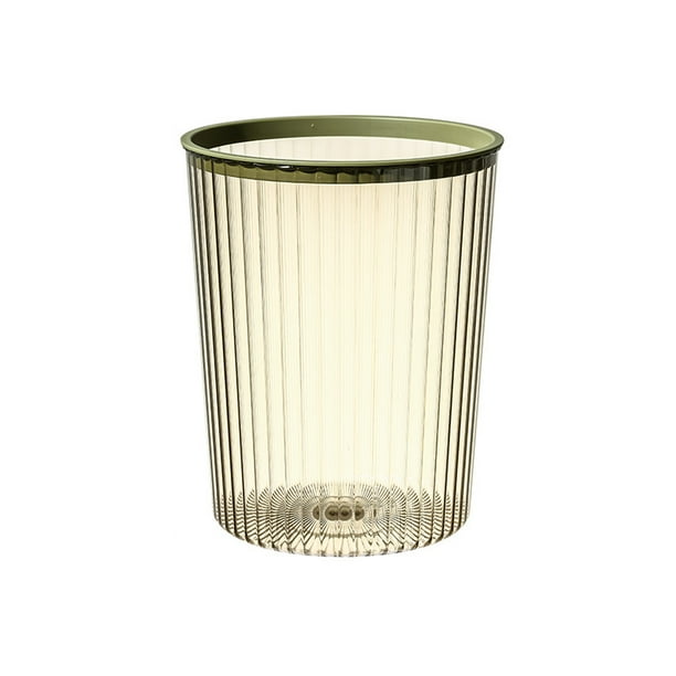 Moyic Cubo de basura con forma de raya, cubo de basura, cubos de basura, anillo de presión, gran capacidad para el hogar, oficina, baño, Suministros de limpieza para el hogar Verde L