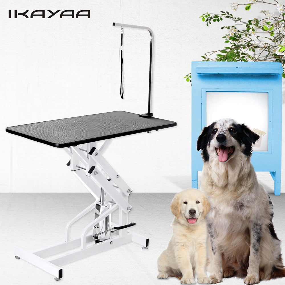 iKayaa Metal ZLift Adjustable Hydraulic Pet Dog Grooming Table W/ Arm