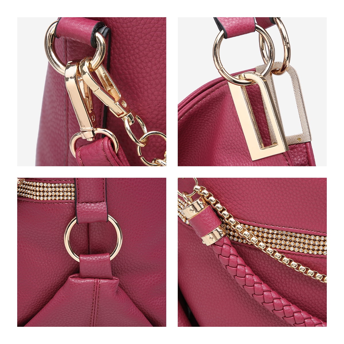 Dasein Hobo Bags for Women Soft Faux Leather Purses and Handbags Large Hobo Purse Shoulder Bag with Rhinestones