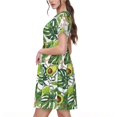 thumbnail image 2 of Naloa Green Tropical Print Womens Summer A-Line Dress with Pockets,Short Sleeve Dresses,Flowy Beach Swing Dress for Vacation Travel, 2 of 6
