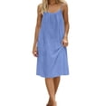 thumbnail image 4 of Aimik Women's Backless Spaghetti Strap Midi Dress Summer Solid Tie Back Loose Sundress Breathable Casual Vacation Dress, 4 of 6