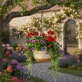 thumbnail image 7 of hulanddfd Plastic Hanging Planters for Indoor Outdoor Plants, 5 Inch Selfs Watering Plants Pots with Drainage Hole Hanging Flower Baskets for Home Garden Porch Balcony Patio Decor(Beige), 7 of 7