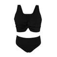 thumbnail image 4 of Tisuna Teen Girls Two Piece Swimwear Solid Color Bikini Tops And Bottom Set Casual Cute Little Girls Beach Pool Swim Wear Black Size 12-13 Years, 4 of 4