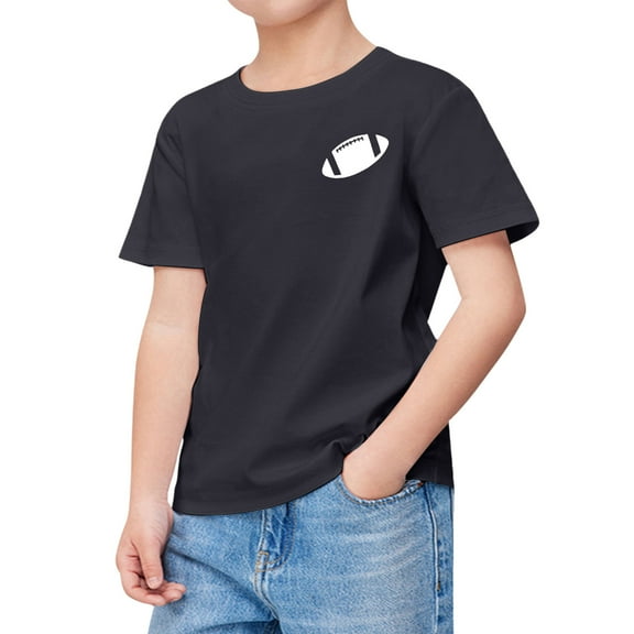 TOOYOU Boys Summer T-Shirt Child Short Sleeve Rugby Football Letter Prints T Shirt Fans Gift Tops Size 4-5 Years Black