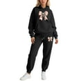 thumbnail image 2 of HOWPAY Womens Sweatsuits 2 Piece Set Valentines Bow Graphic Long Sleeve Hoodies Pullover and Jogger Sweatpants Tracksuits Casual Soft Comfy Fall Outfits Black L, 2 of 4