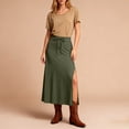 thumbnail image 2 of Women's Casual Long Skirts Stretchy Soft Bodycon Maxi Formal Skirts Knit High Waist Skirts for Women, 2 of 5