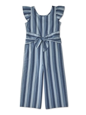 Wonder Nation Girls 4-18 & Plus Ruffle Sleeve Tie Front Jumpsuit