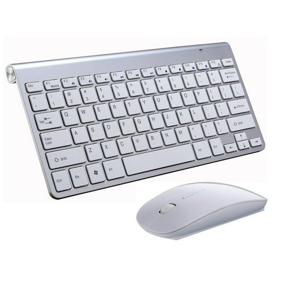 2.4G Wireless Keyboard Mouse Set Mini Multimedia Keyboard Mouse Combo Set for Notebook Laptop Mac Desktop PC Silver gray