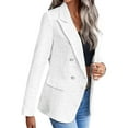 thumbnail image 4 of TKLPEHG Women's Blazers Tweed Plaid Blazer Jacket Fashion Business Casual Lapel Elegant Coat with Pockets (White,XXL), 4 of 6