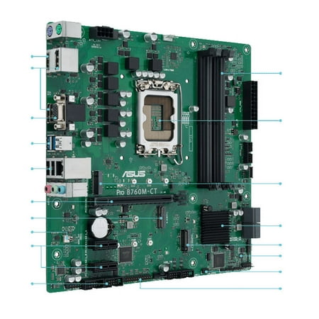 ASUS Pro B760M-CT-CSM Intel socket LGA1700 for 13th&12th Gen Intel processors mATX commercial motherboard,DDR5,PCIe 4.0,two M.2 PCIe 4.0 slots, front USB 3.2 Gen 1 Type-C, dual Display ports, HDMI, D-