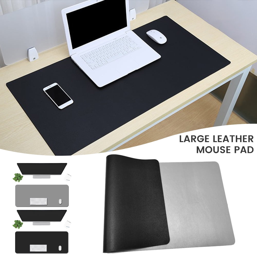Shoze Double-Sided Office Desk Pad Waterproof PVC Leather Combined Dual-Sided Cork Writing Desk Mat Pad Waterproof Slipproof Desk Protector Mat for Office Home Black