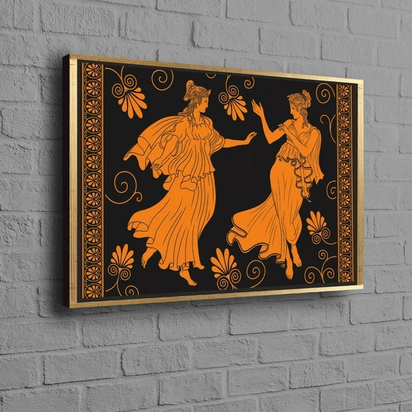 Cadeau de Mariage Personnalisé avec Filles Grecques Modernes en Tuniques Impression sur Toile Art Mural Floral pour Décoration Intérieure Inégalée
