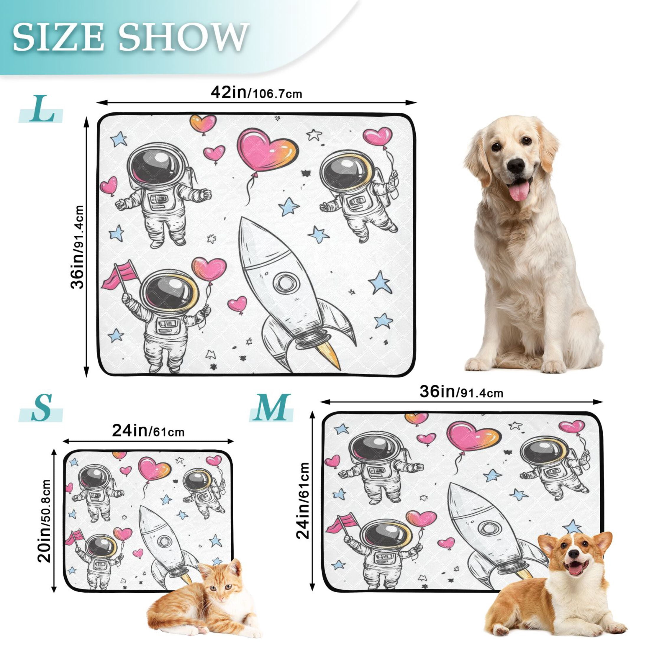 Washable Pet Pee Pads with Super Absorbent Reusable Training Pads for Dogs & Cats Cute Astronaut Clipart