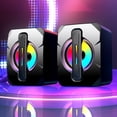 thumbnail image 4 of RYRDWP Light Emitting Computer Speaker USB Mobile Phone Laptop Desktop Mini Speaker Hifi Stereo Sound Cable Subwoofer Computer Audio 2 Pcs, 4 of 9