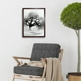 thumbnail image 2 of Old Oak Tree In Misty Landscape Pen Ink Illustration Art Print Framed Poster Wall Decor 12x16 inch, 2 of 5