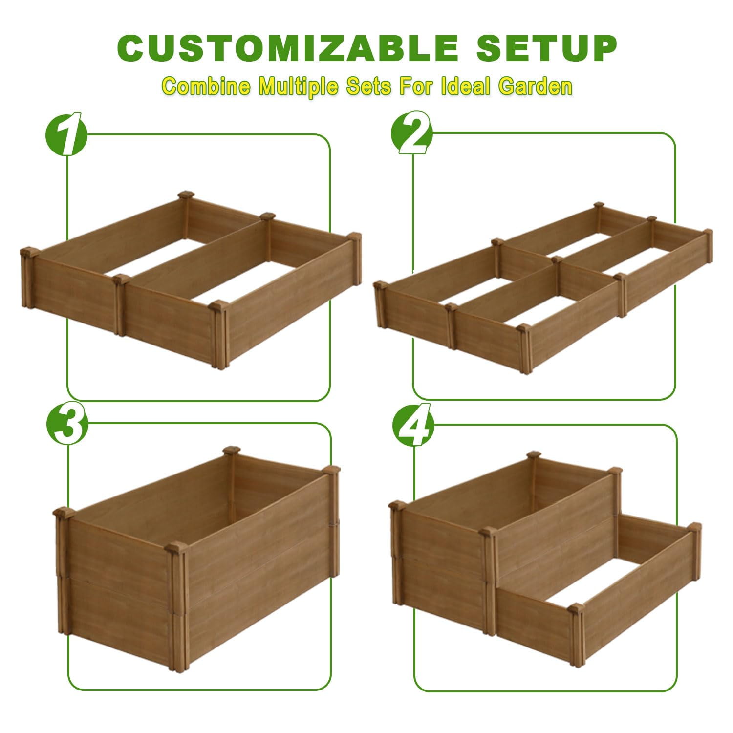 PETSCOSSET Wooden 8x2Ft Raised Garden Bed Planter Box for Outdoor Gardening