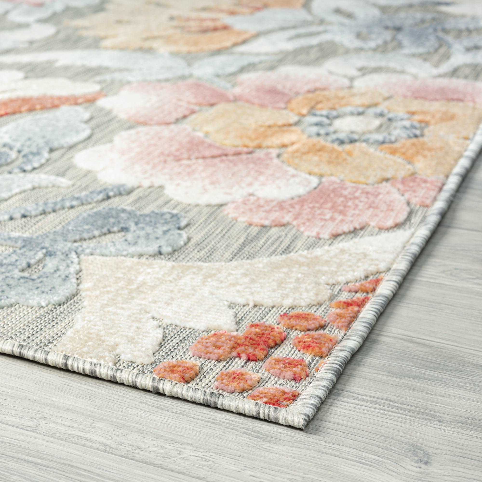 4x6 Water Resistant, Indoor Outdoor Rugs for Patios, Front Door Entry, Entryway, Deck, Porch, Balcony | Outside Area Rug for Patio | Gray, Floral | Size: 3'10'' x 5'3''