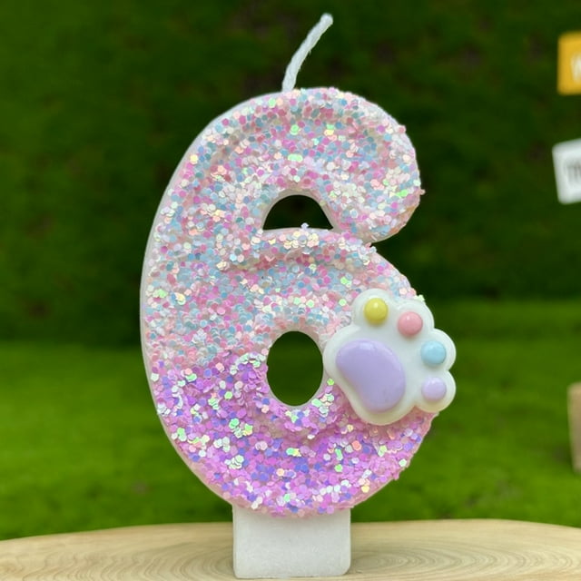 Birthday Number Candles, Paw Print Design, Cake Decoration, Party Toppers with Holders, Assorted Numbers for Celebrations, Dog Theme Parties